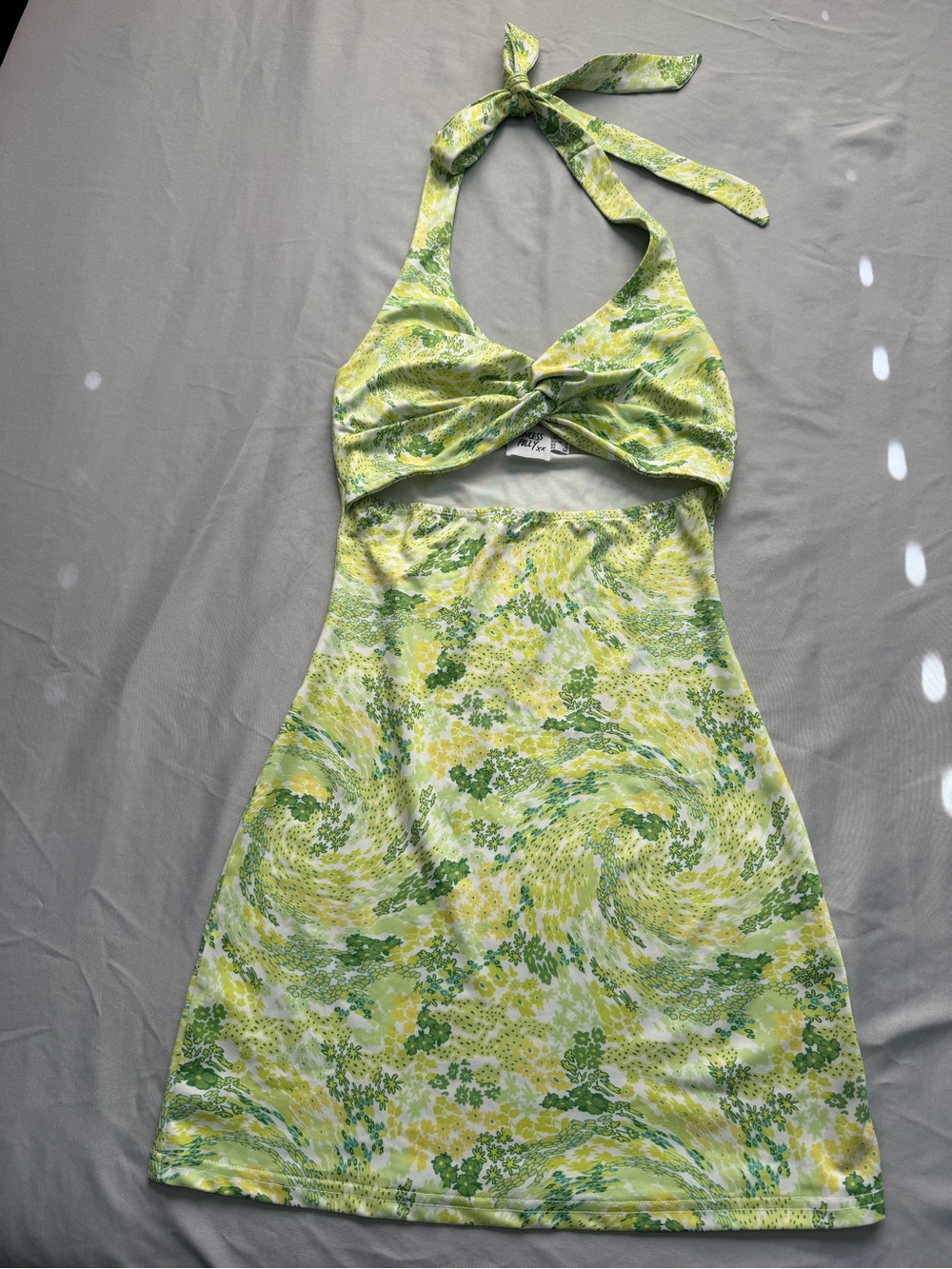 Princess Polly Green & Yellow Floral Halter Mini Dress